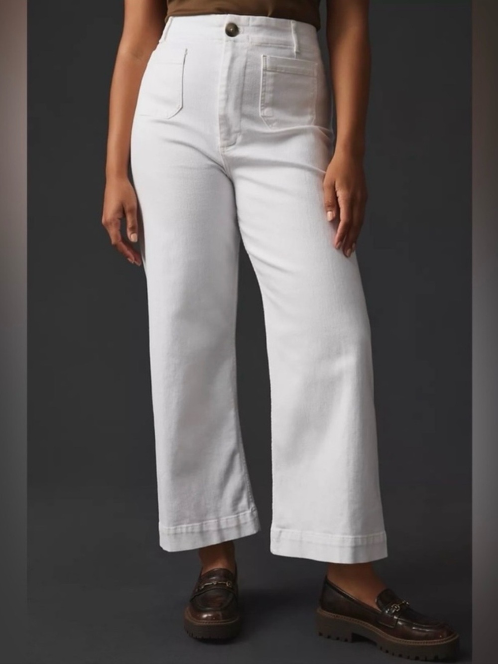 Pilcro by Anthropologie The Skipper Cropped Wide-Leg Jeans in White sz 28
